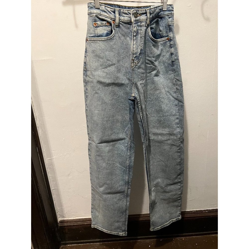 Motel Rocks LOW RISE PARALLEL JEANS IN 80S LIGHT BLUE WASH, W26 L32